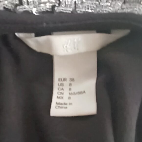 H&M Womens π Fancy Black Sequined Neck Fit And Flare Sleeveless Peplum Top - Picture 14 of 15